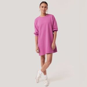 Pact Organic Cotton Essential Puff Sleeve Sweatshirt Dress Cozy Athleisure